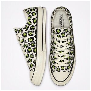 Converse Chuck Taylor All Star Cheetah Animal Print Low Top Shoes 7.5 NWOB Green